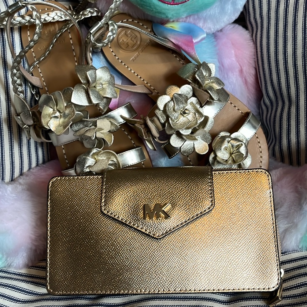 Michael Kors Gold Metallic Crossbody Wallet